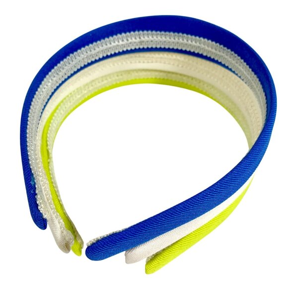 Set Of 3 Colorful Fabric Headbands In Blue White & Yellow For Women & Girls - Picture 3 of 3